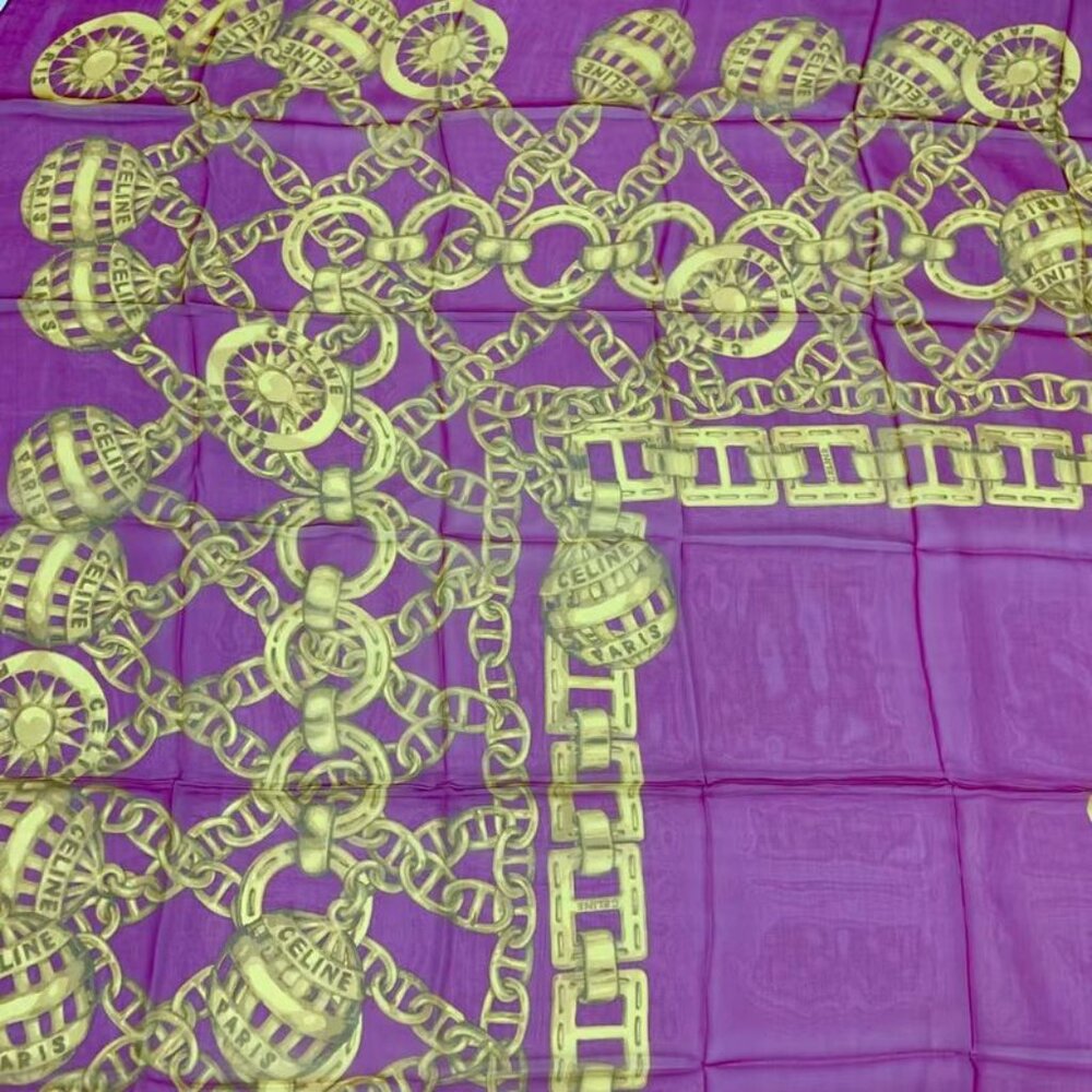 Celine Large 130 X130 cm Silk Scarf Stole Pink - Picture 2 of 8